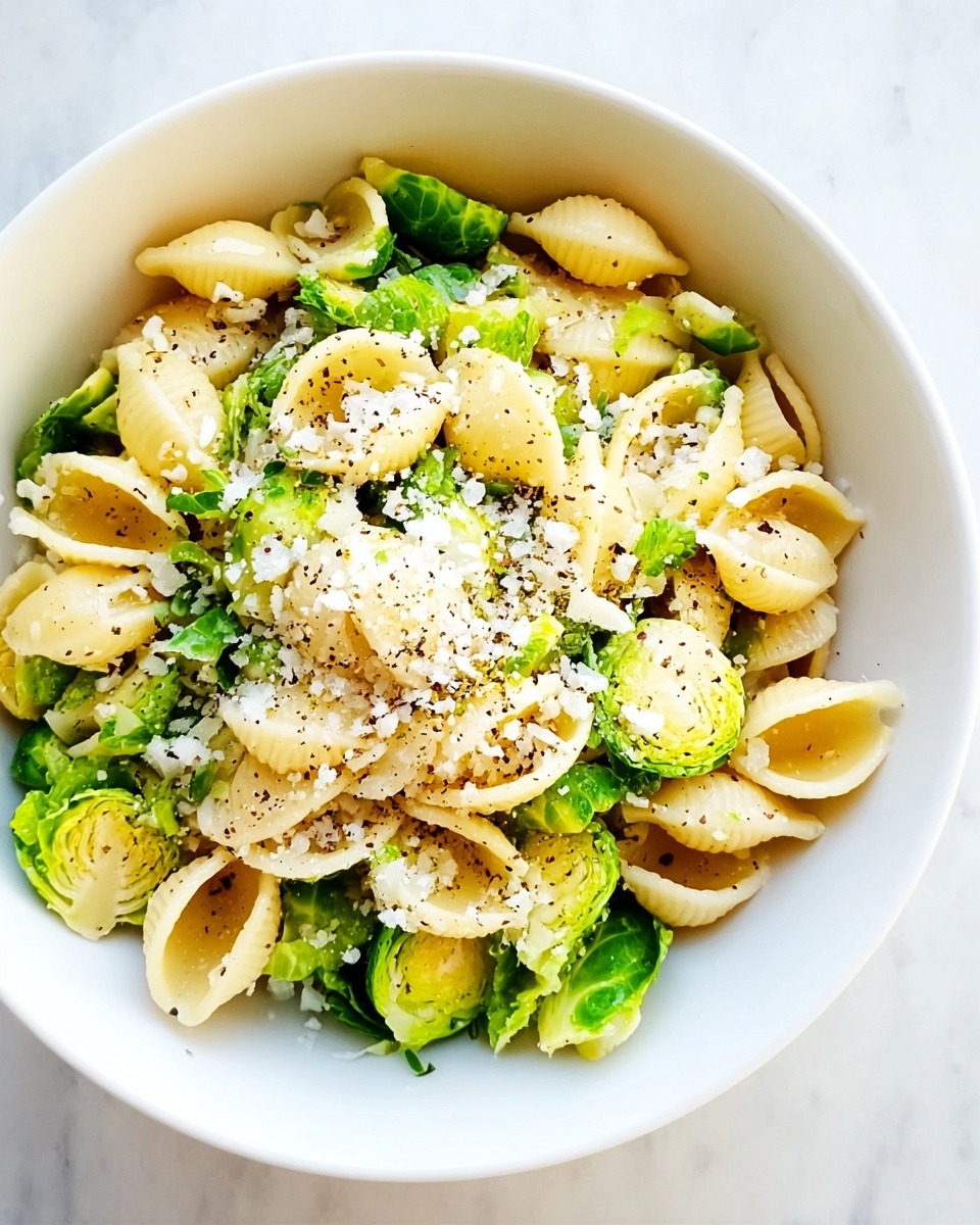 Creamy Parmesan Pasta with Brussels Sprouts Recipe - Recipe Image
