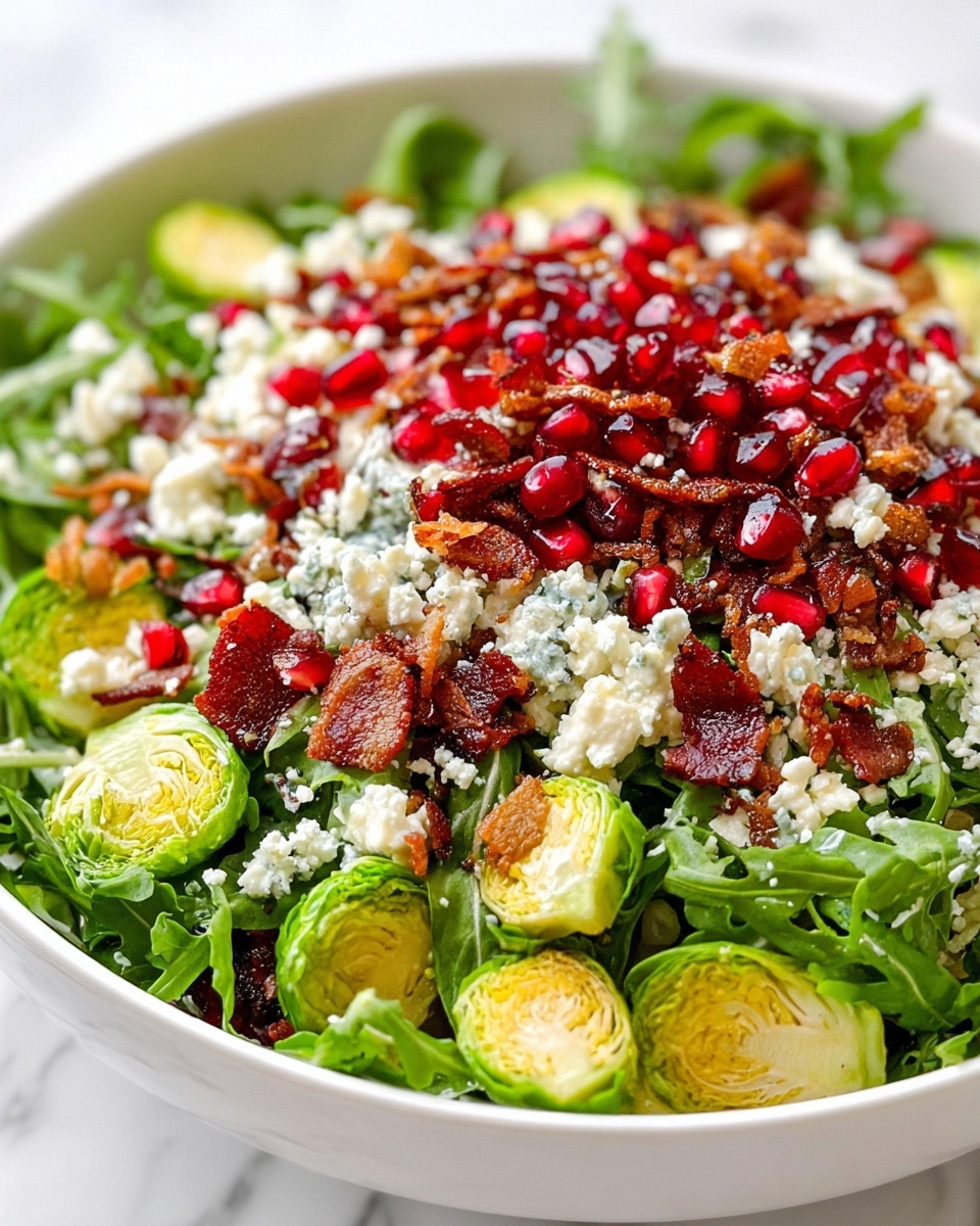 Fresh Brussels Sprouts Arugula Salad with Pomegranate and Parmesan Recipe - Recipe Image