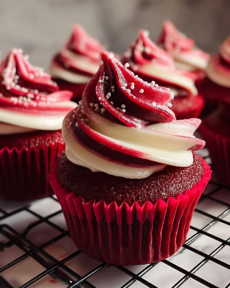 Red Velvet Marble Cupcakes with Cream Cheese Frosting and Raspberry Drizzle Recipe