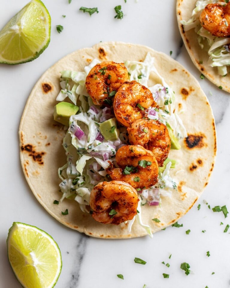 Shrimp Tacos with Spicy Cabbage Slaw and Avocado Recipe
