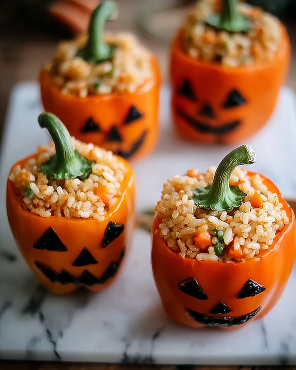 Festive and Hearty Shredded Chicken and Rice Stuffed Peppers: A Halloween Dinner Favorite Recipe - Recipe Image