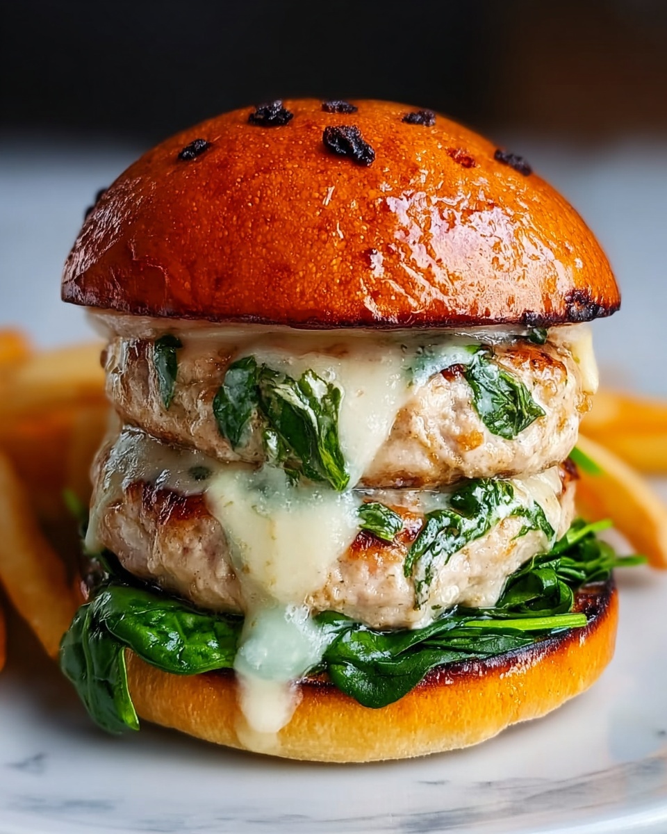 White Cheddar & Spinach Chicken Burgers Recipe - Recipe Image