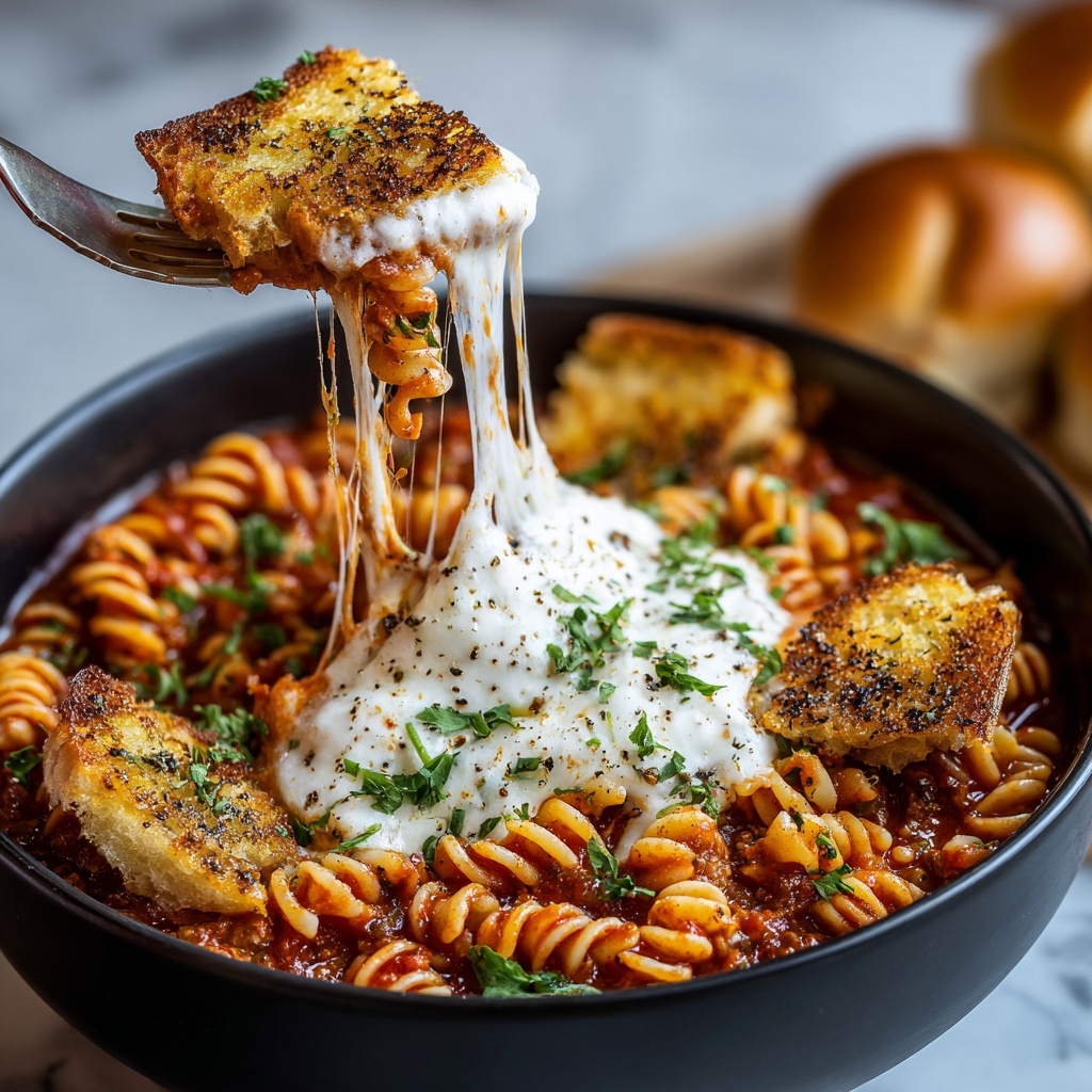 Cheesy Garlic Bread Lasagna Soup Recipe - Recipe Image