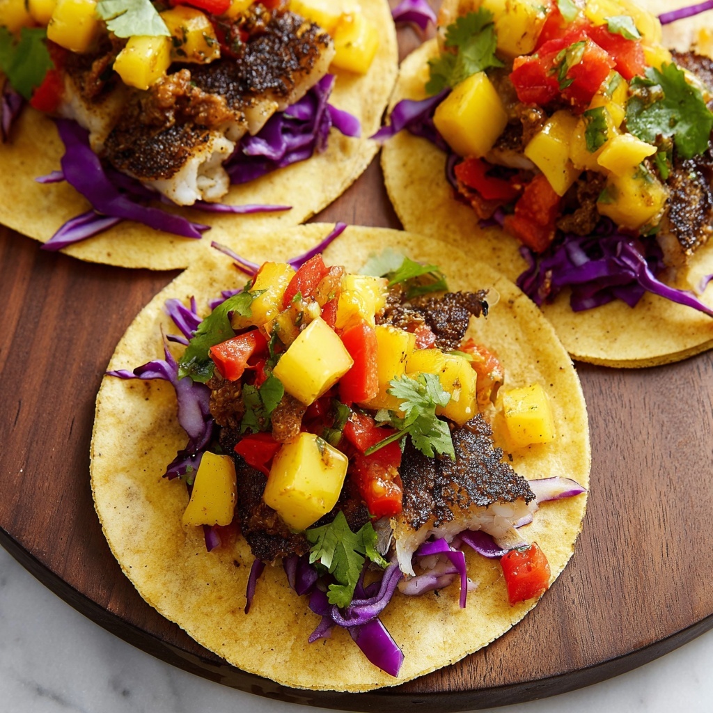 Blackened Fish Tacos with Mango Salsa Recipe - Recipe Image
