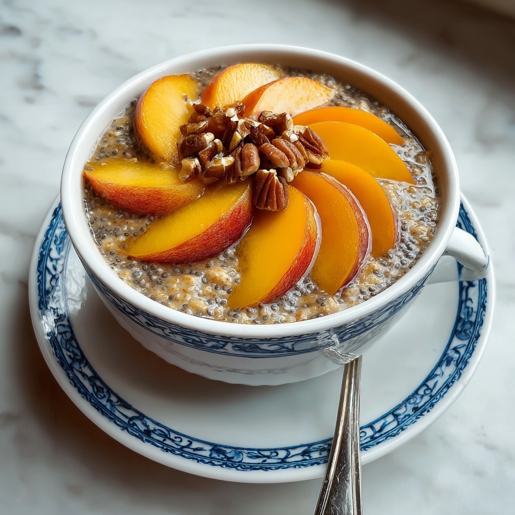 Overnight Peach Cobbler Oatmeal Recipe - Recipe Image