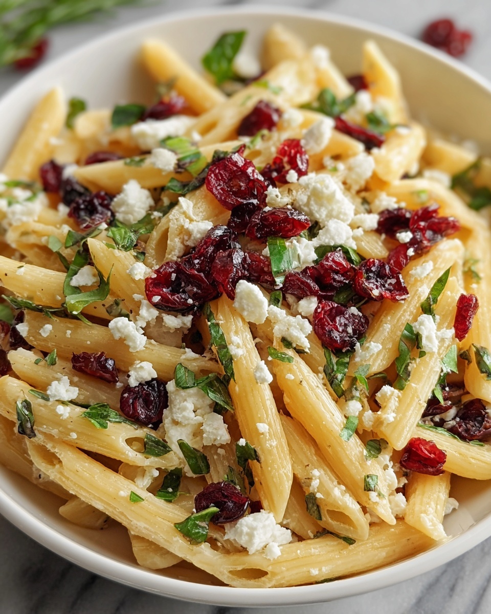 Feta & Cranberry Penne Salad with Orange Vinaigrette Recipe - Recipe Image