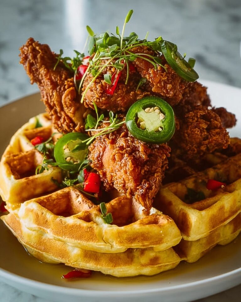 Homemade Fried Chicken ‘n’ Waffles with Jalapeno Honey Butter Sauce Recipe