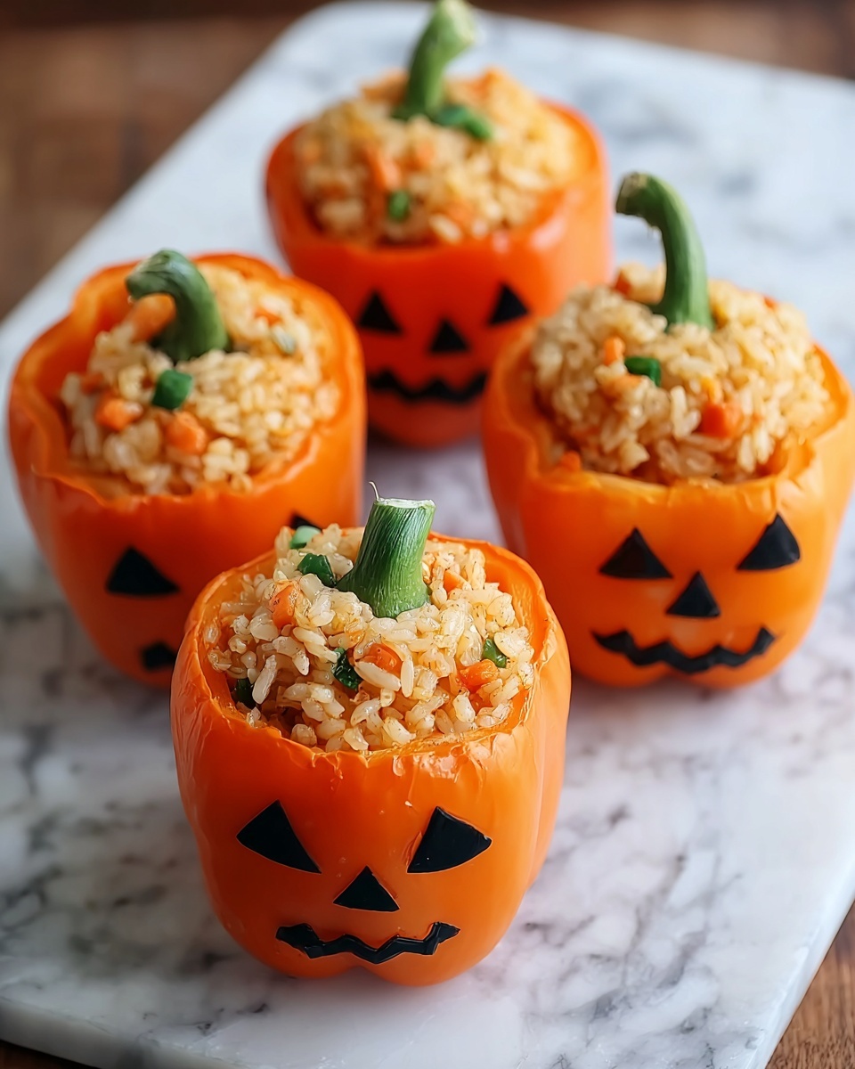 Festive and Hearty Shredded Chicken and Rice Stuffed Peppers: A Halloween Dinner Favorite Recipe - Recipe Image