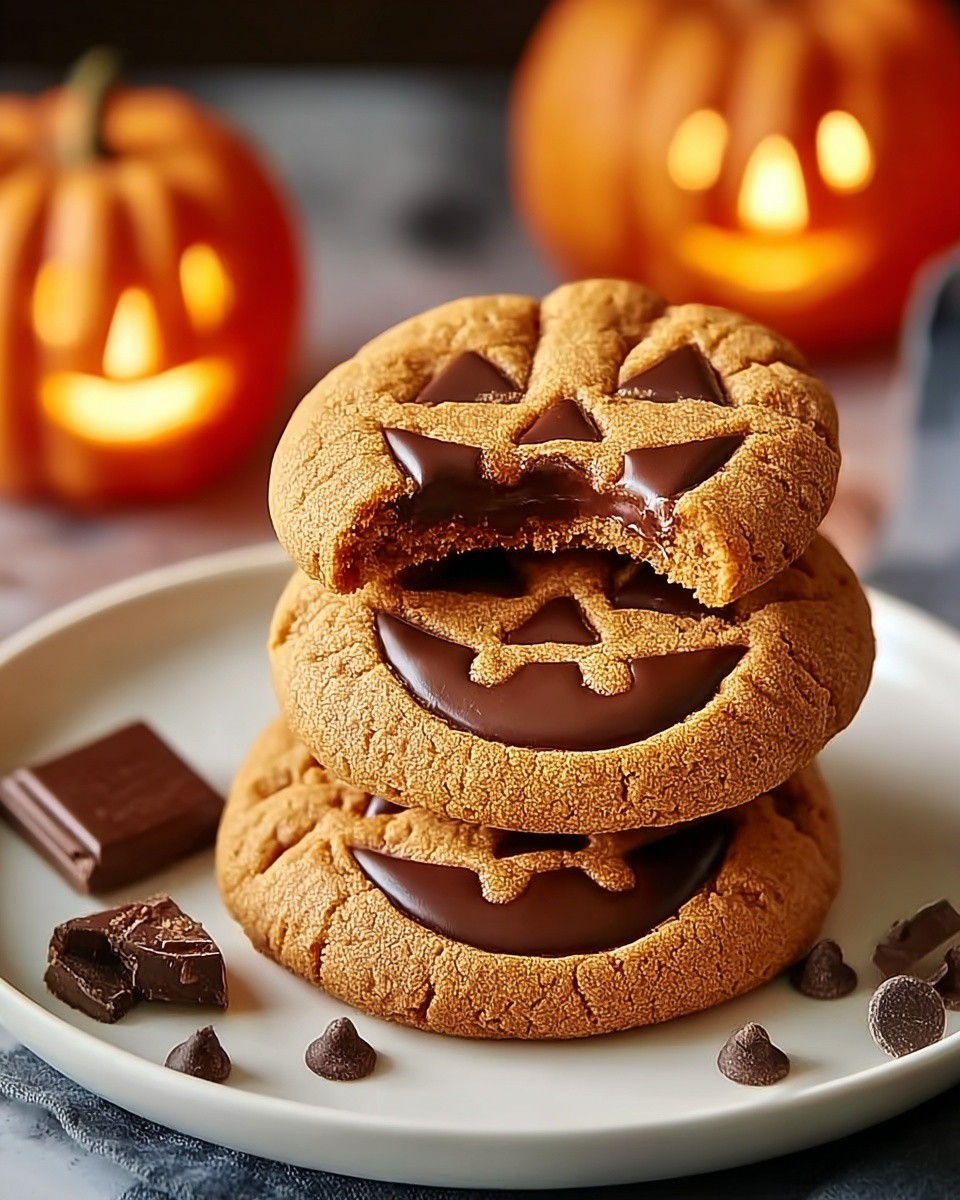 Spooky and Sweet Chocolate Filled Jack Lantern Cookies: A Must-Try Halloween Treat Recipe - Recipe Image