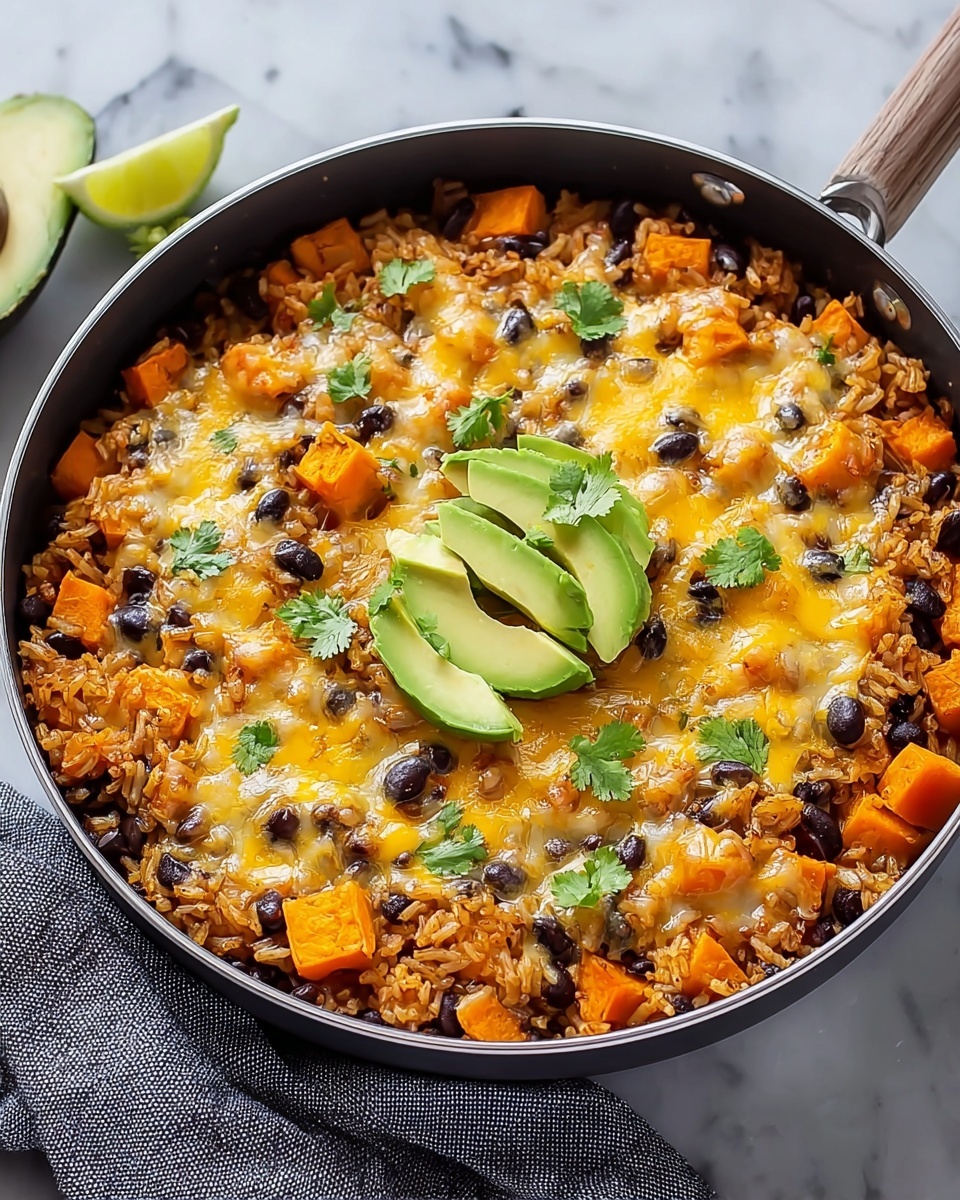Southwest Sweet Potato Black Bean & Rice Skillet Recipe - Recipe Image
