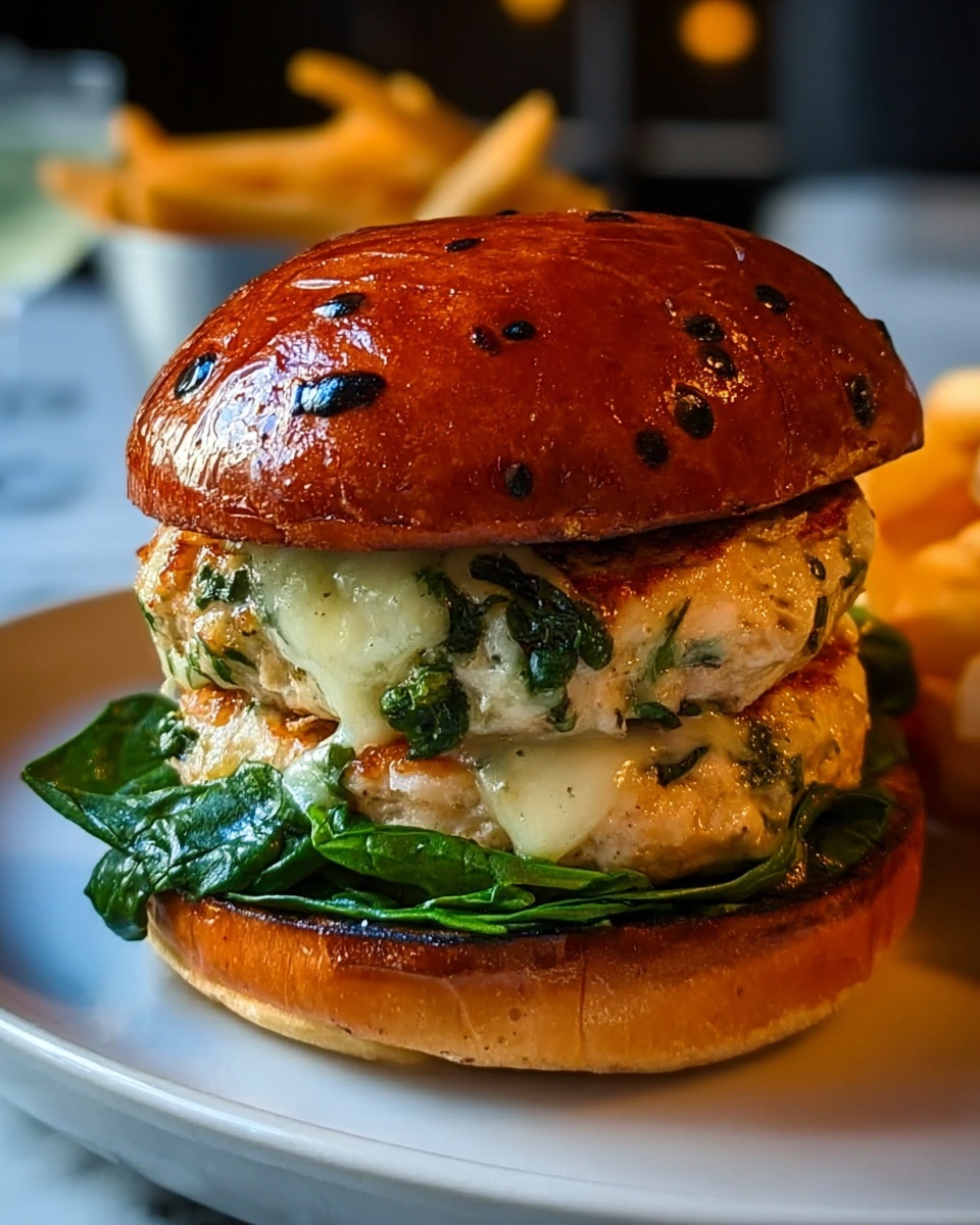 White Cheddar & Spinach Chicken Burgers Recipe - Recipe Image