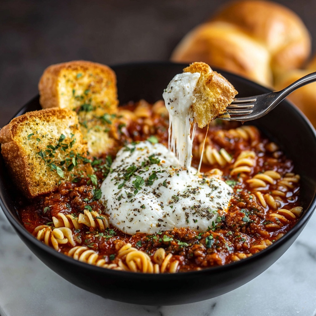 Cheesy Garlic Bread Lasagna Soup Recipe - Recipe Image