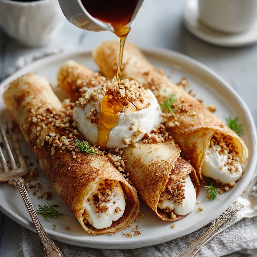 Pumpkin Spice Crêpes with Mascarpone and Gingersnaps Recipe - Recipe Image