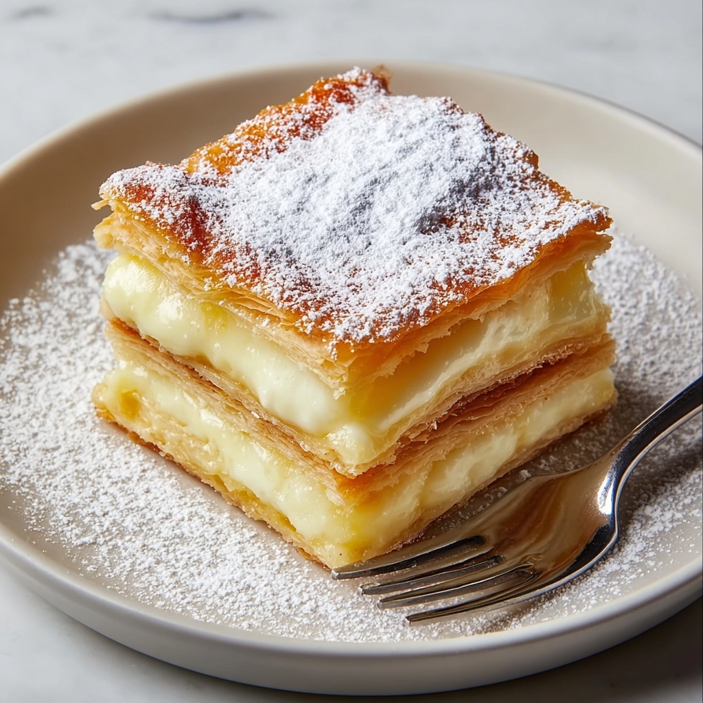 Vanilla Custard Cream Squares with Flaky Puff Pastry Recipe - Recipe Image