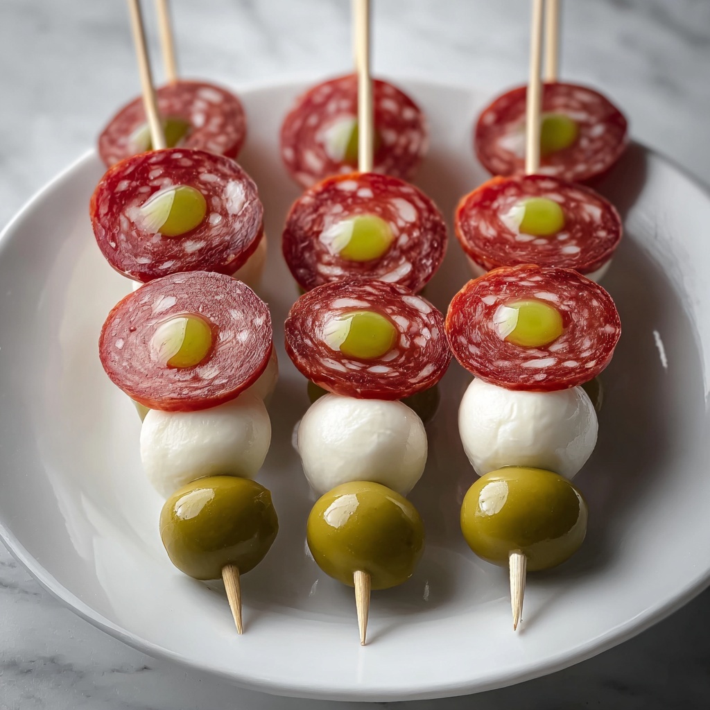 Creepy Salami Eyeball Skewers Recipe - Recipe Image