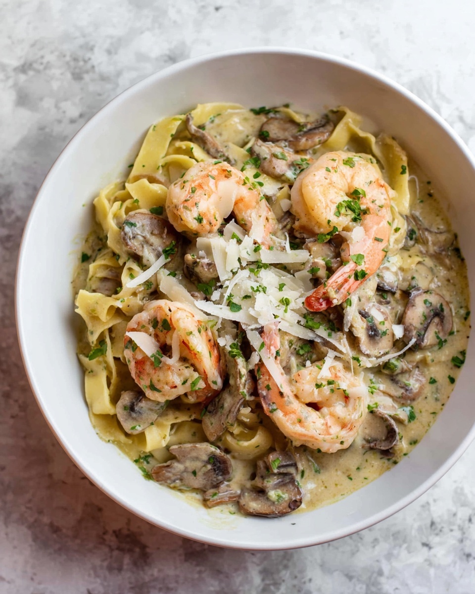 Shrimp and Mushroom Pasta Recipe - Recipe Image