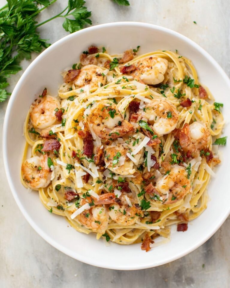 Shrimp and Bacon Pasta with Creamy Parmesan Sauce Recipe
