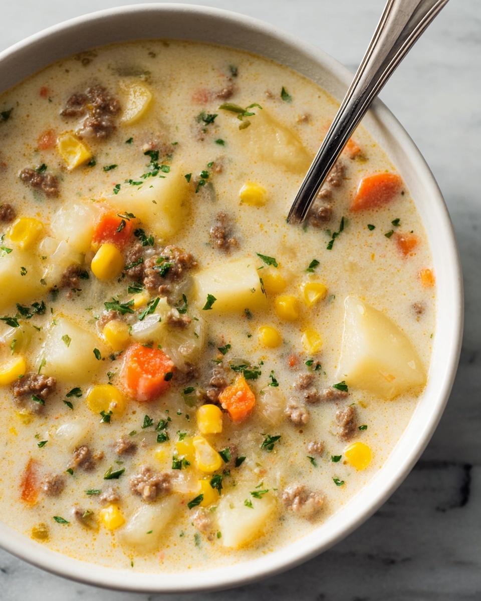 Creamy Hamburger Potato Soup Recipe - Recipe Image