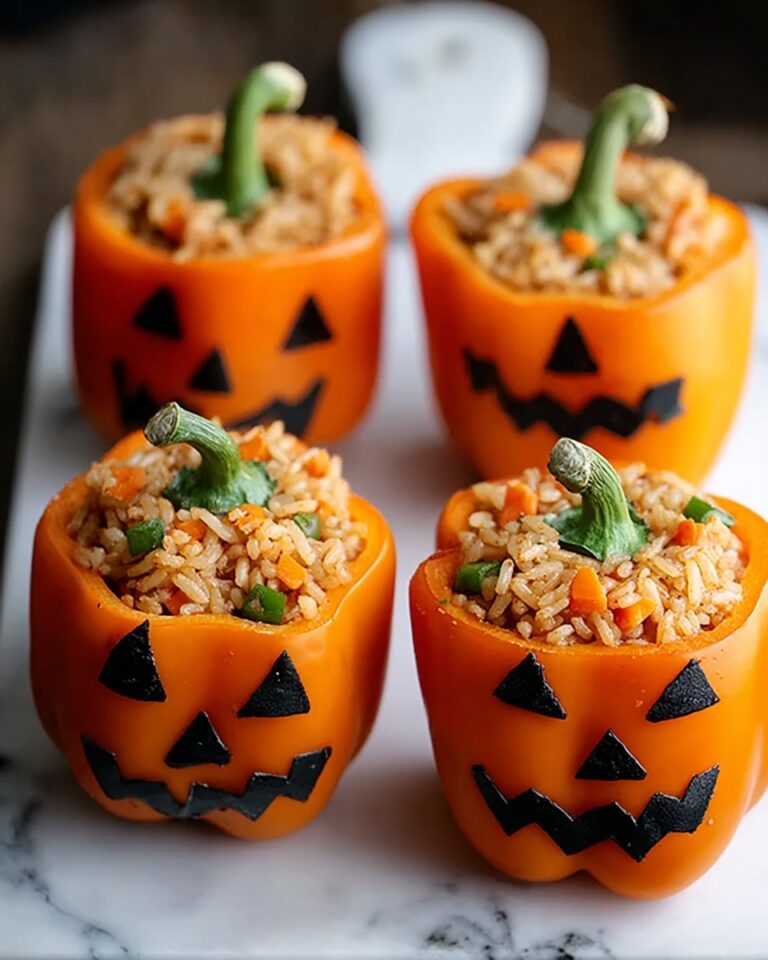 Festive and Hearty Shredded Chicken and Rice Stuffed Peppers: A Halloween Dinner Favorite Recipe