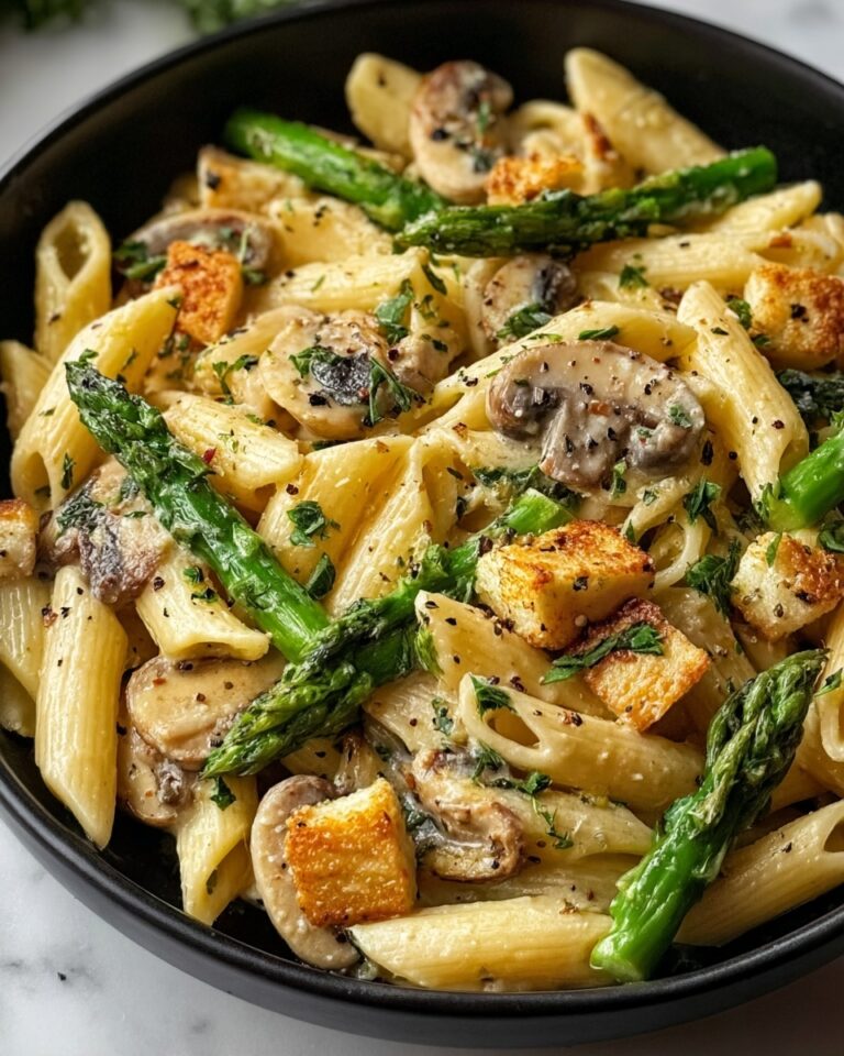 Garlic Chicken Mushroom Asparagus Penne Recipe