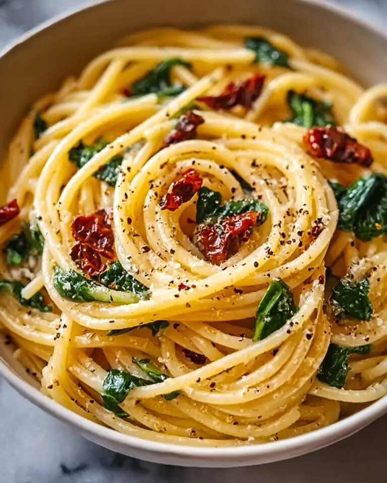 Spaghetti with Spinach & Sun-Dried Tomato Cream Sauce Recipe