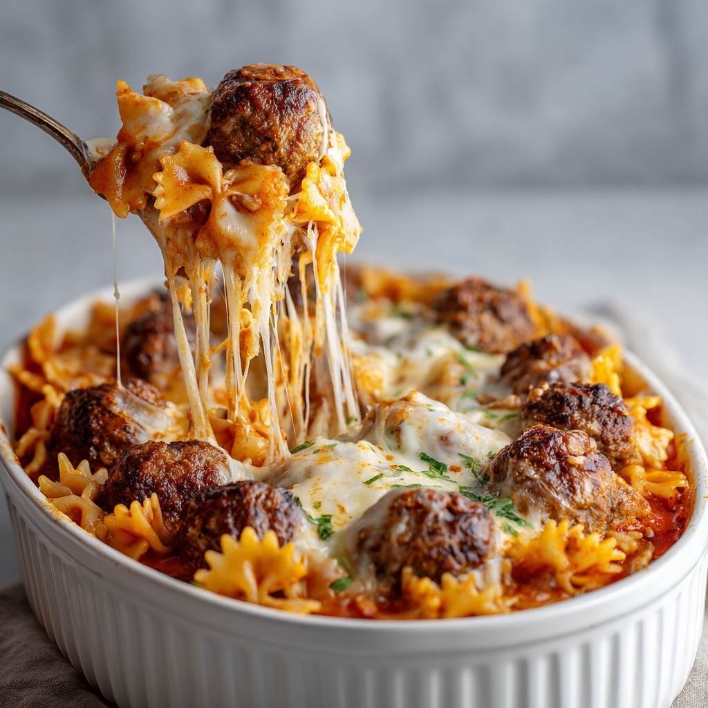 Dump and Bake Meatball Casserole: Cheesy, Saucy & No-Boil Pasta Dinner Recipe - Recipe Image