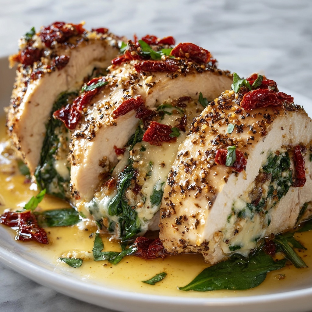 Stuffed Chicken Breast with Spinach, Sun-Dried Tomatoes, and Mozzarella Recipe - Recipe Image