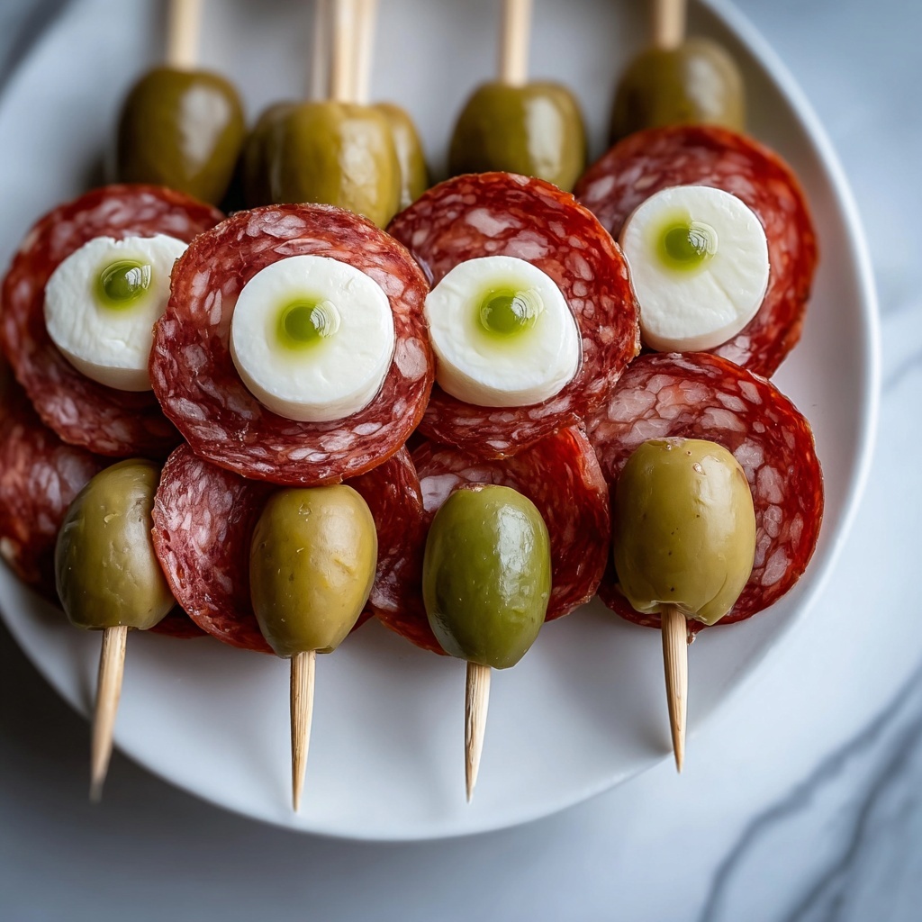 Creepy Salami Eyeball Skewers Recipe - Recipe Image