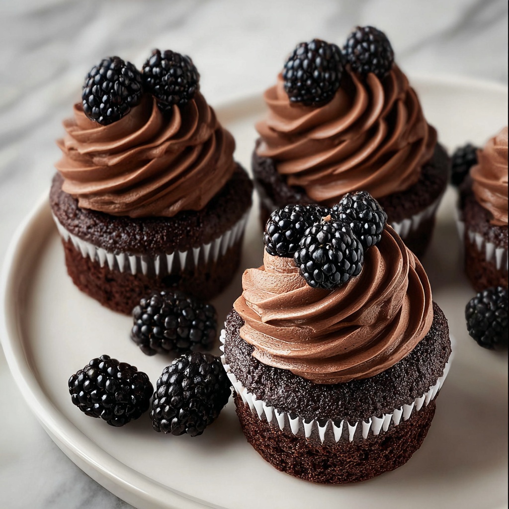 Dark Chocolate Blackberry Cupcakes Recipe - Recipe Image