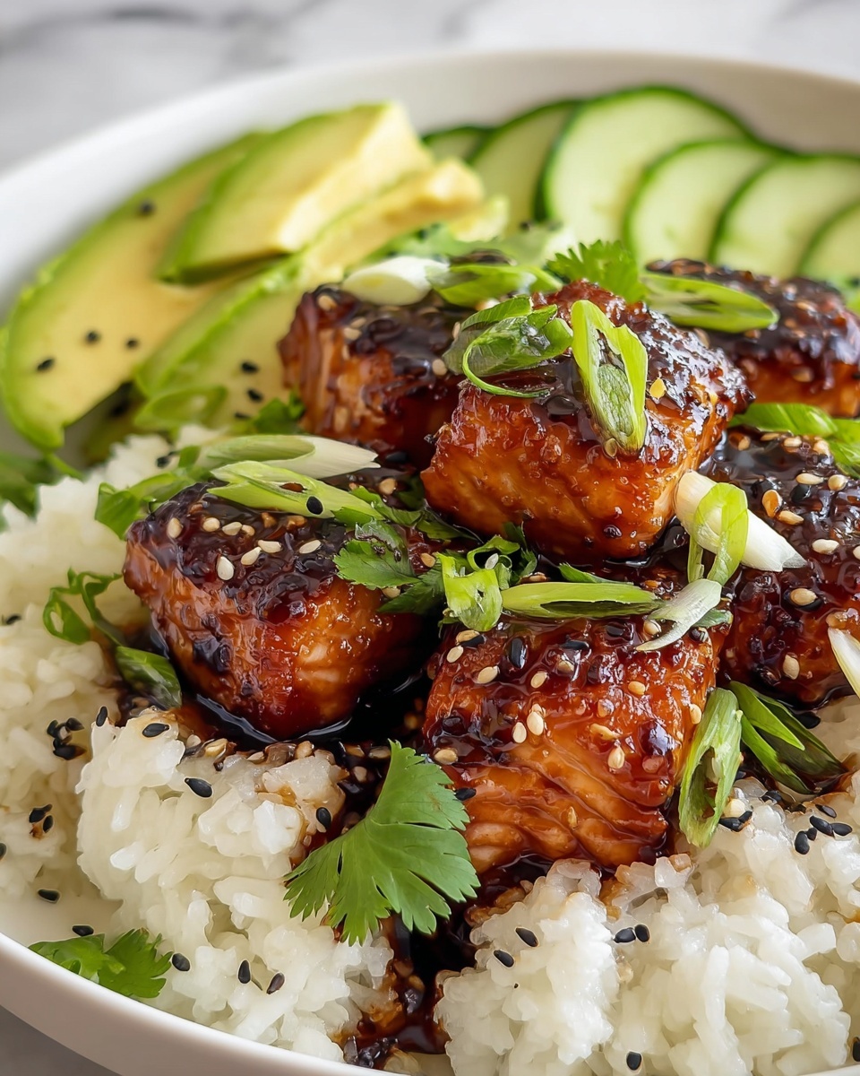 Honey Garlic Salmon Rice Bowls Recipe - Recipe Image