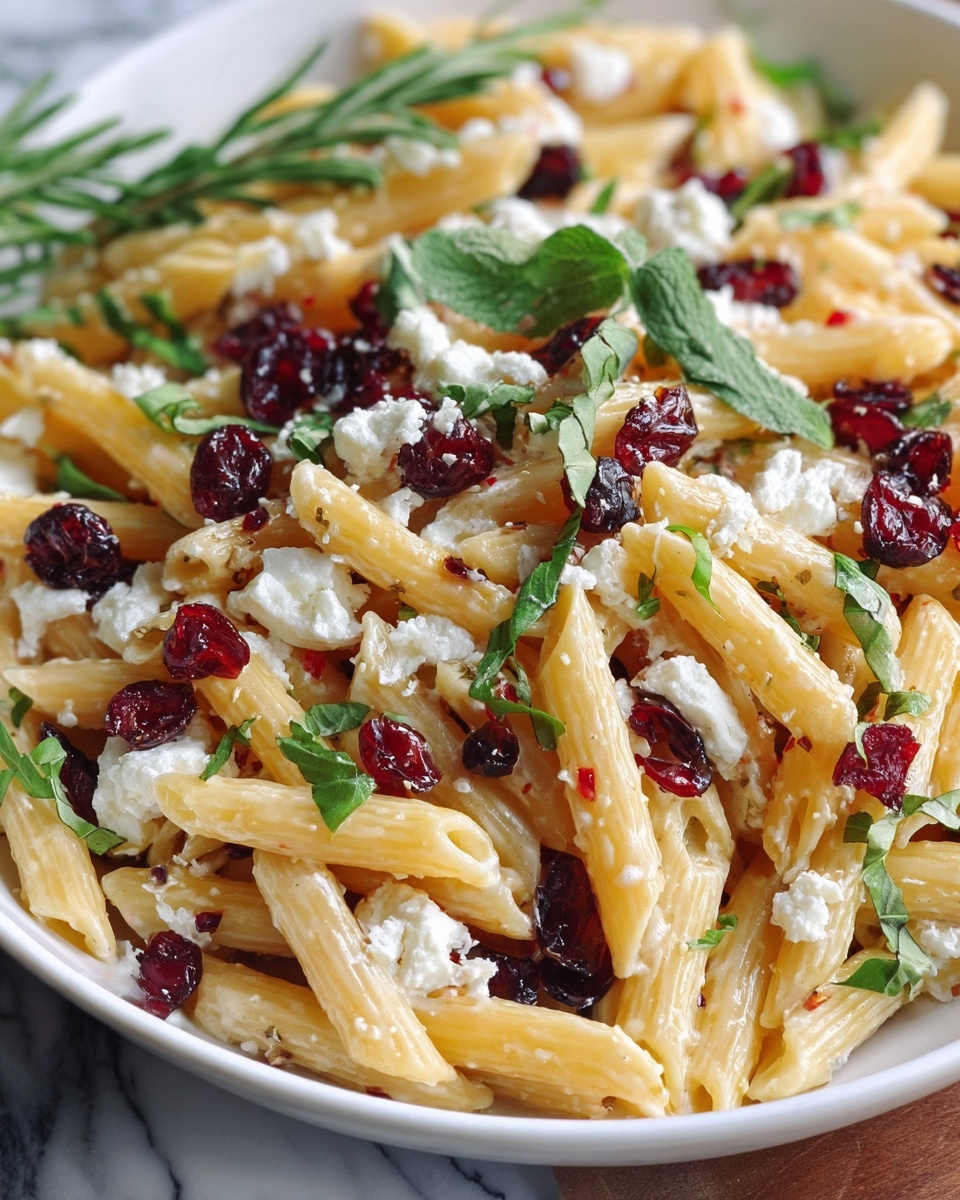 Feta & Cranberry Penne Salad with Orange Vinaigrette Recipe - Recipe Image