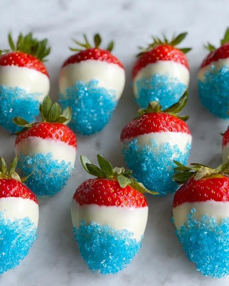 Red, White & Blue Chocolate Covered Strawberries Recipe - Recipe Image
