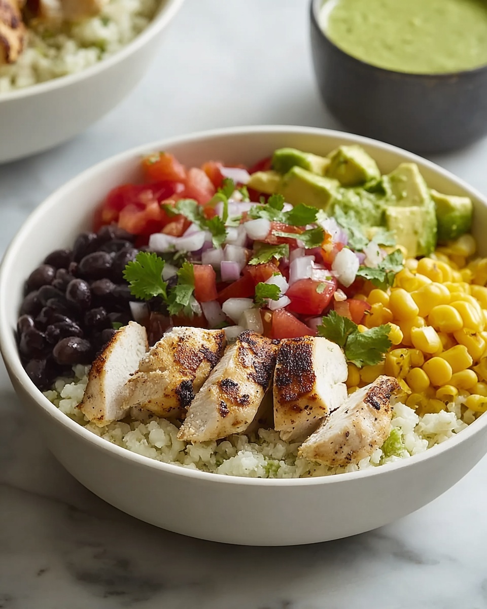 Simple Cauliflower Rice Chicken Burrito Bowls Recipe - Recipe Image