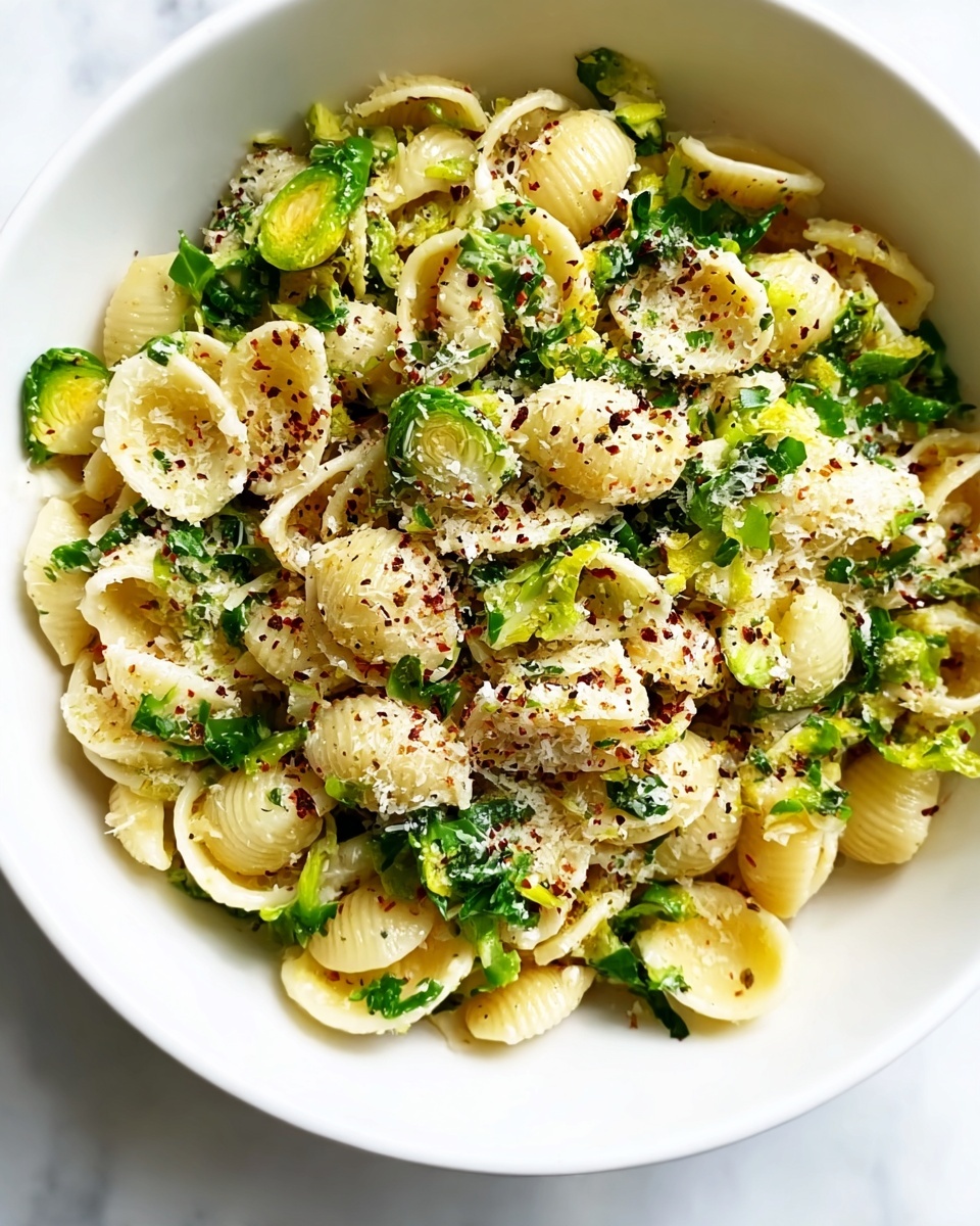 Creamy Parmesan Pasta with Brussels Sprouts Recipe - Recipe Image