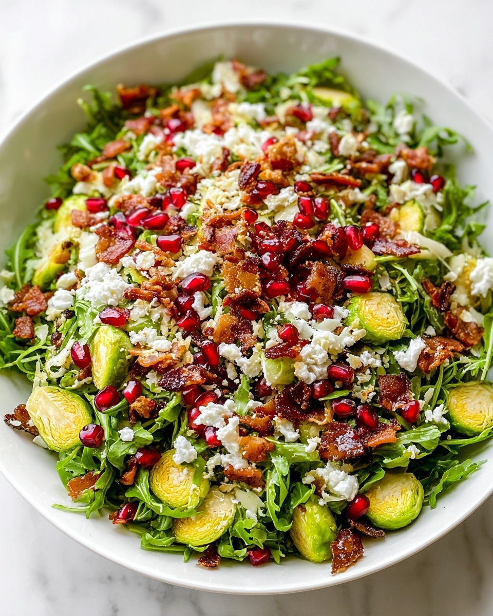 Fresh Brussels Sprouts Arugula Salad with Pomegranate and Parmesan Recipe - Recipe Image