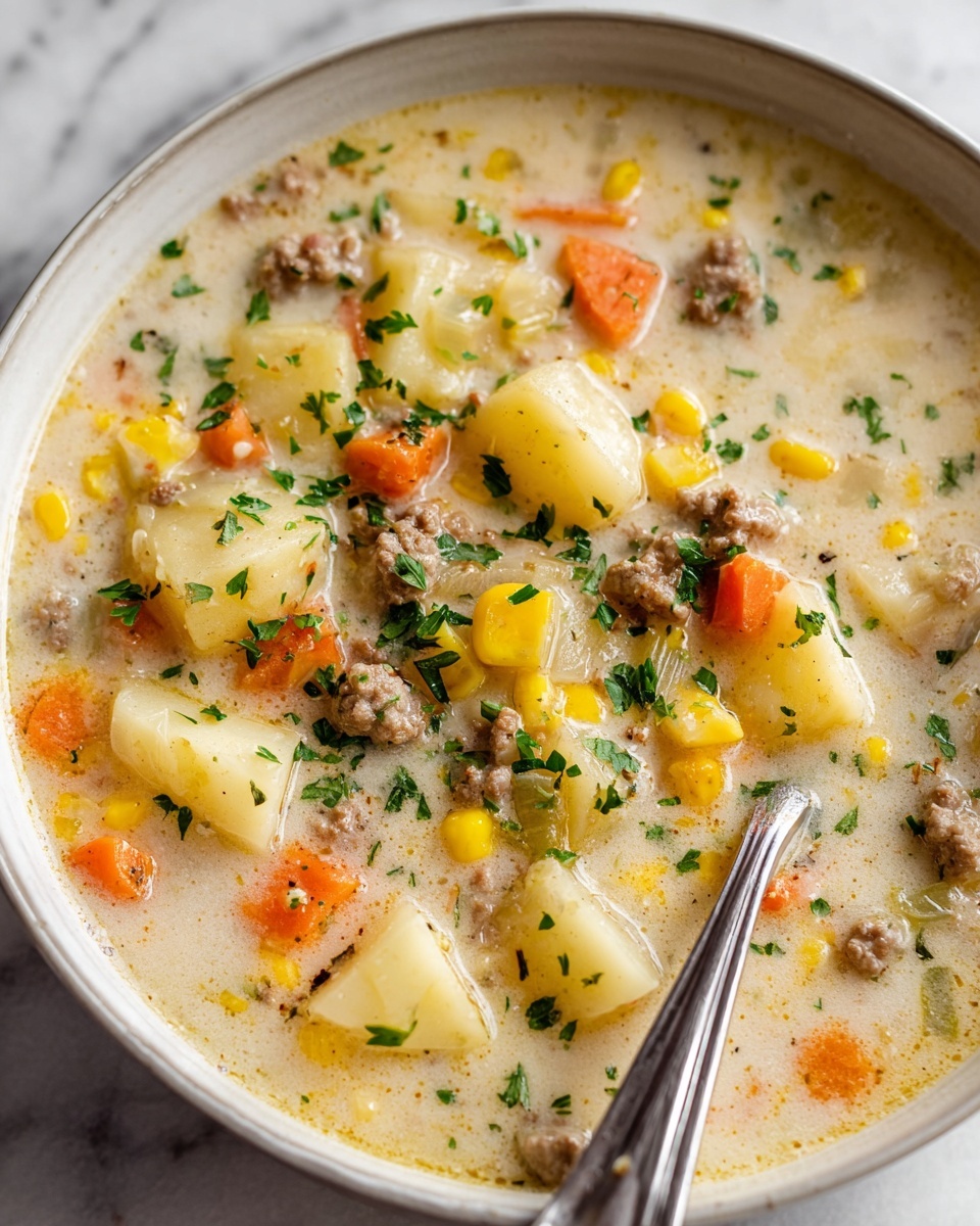 Creamy Hamburger Potato Soup Recipe - Recipe Image