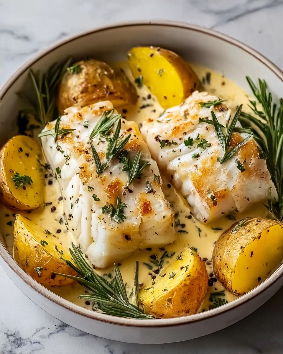 Cod and Potatoes in Rosemary Cream Recipe - Recipe Image