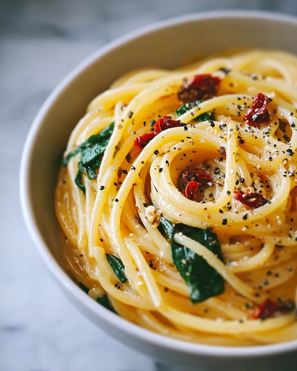 Spaghetti with Spinach & Sun-Dried Tomato Cream Sauce Recipe - Recipe Image