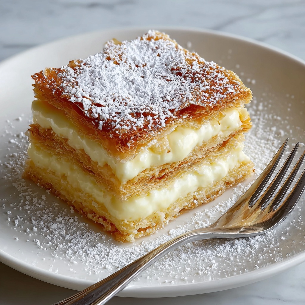 Vanilla Custard Cream Squares with Flaky Puff Pastry Recipe - Recipe Image