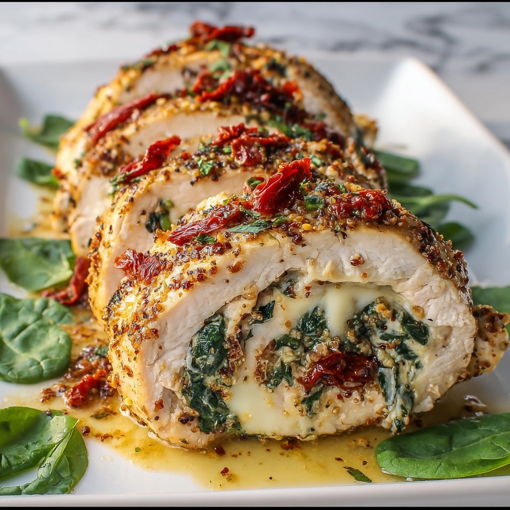Stuffed Chicken Breast with Spinach, Sun-Dried Tomatoes, and Mozzarella Recipe - Recipe Image
