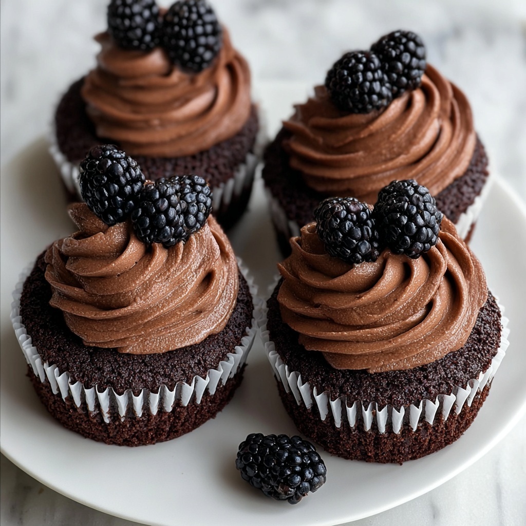 Dark Chocolate Blackberry Cupcakes Recipe - Recipe Image