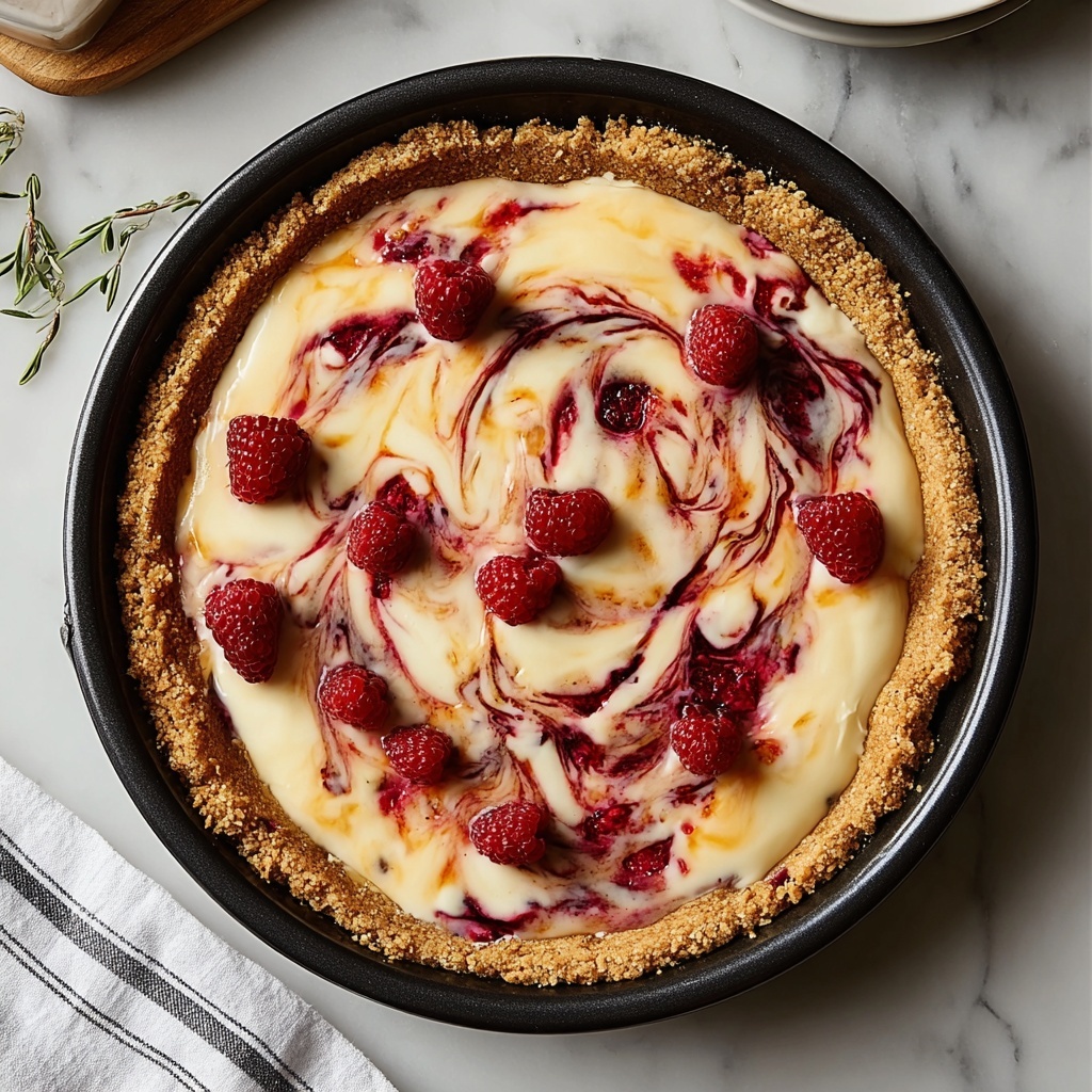 White Chocolate Raspberry Swirl Cheesecake Recipe - Recipe Image