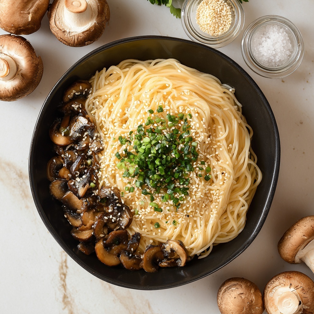 Sesame Noodles with Mushrooms Recipe - Recipe Image