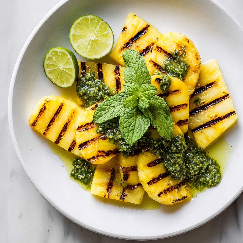 Grilled Pineapple with Mint Lime Sauce Recipe - Recipe Image