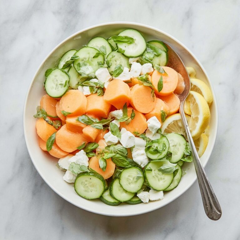 Cantaloupe Cucumber Salad with Feta and Basil Recipe