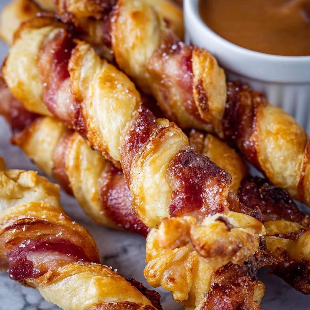 Puffy Bacon Twists with BBQ Ranch Sauce Recipe - Recipe Image