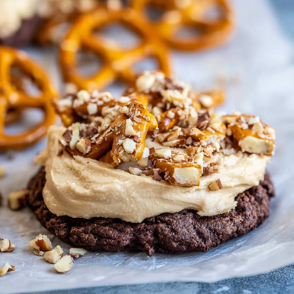 Soft Chocolate Cookies with Peanut Butter Frosting and Crunchy Toppings Recipe - Recipe Image