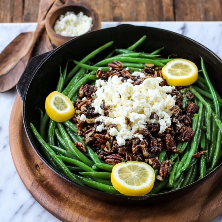 Lemon Green Beans with Feta and Fried Pecans Recipe
