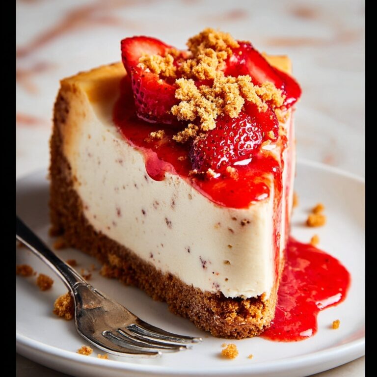 No Bake Cheesecake with Graham Cracker Crust and Fresh Strawberry Topping Recipe
