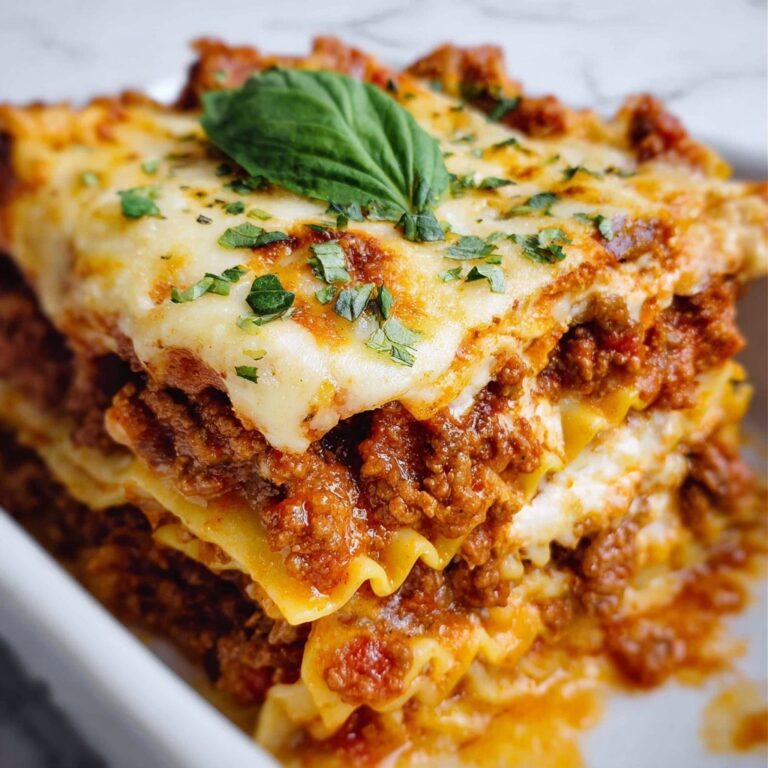 Homemade Lasagna with Rich Ricotta and Mozzarella Layers Recipe